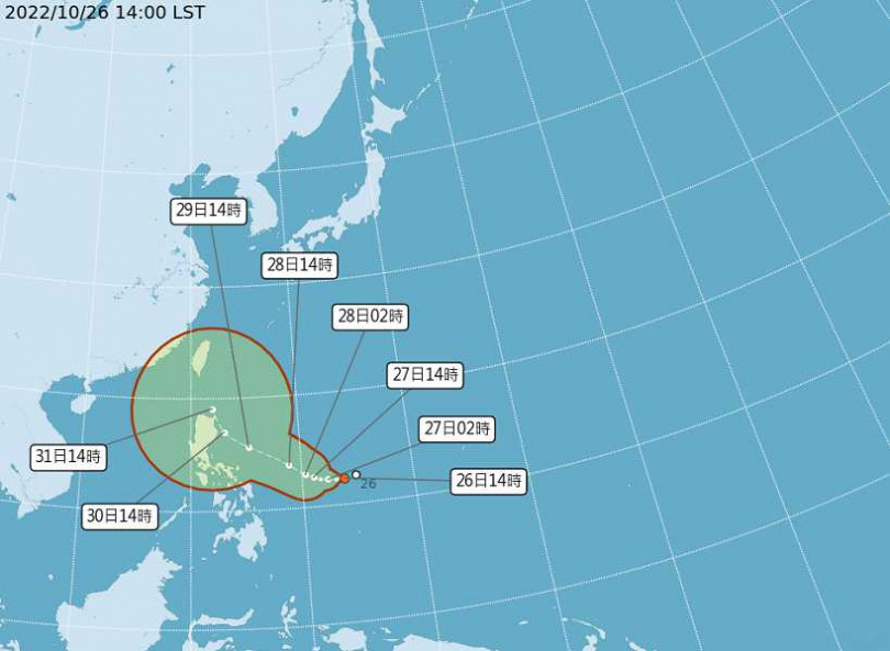 準颱風「奈格」逐漸接近台灣。（圖／中央氣象局）